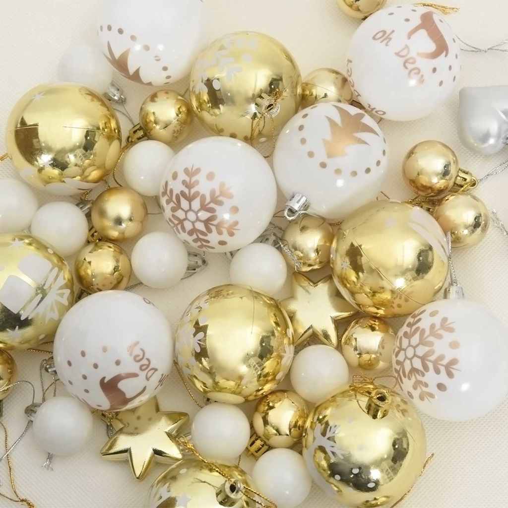 Christmas Bauble Set 40 pcs White and Gold